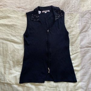 90s collared double zip top